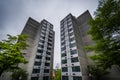 Tall modern buildings at Towson University, in Towson, Maryland. Royalty Free Stock Photo