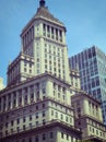 New york city retro office buildings exterior Royalty Free Stock Photo