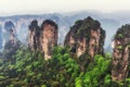 Tall mountain peaks of yuanjiajie Royalty Free Stock Photo