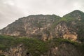 Tall mountains with cliffs towering over Dawu gorge on Daning River, Wuchan, China