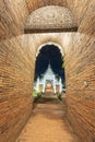 Entrance to Wat Lok Moli,Buddhist temple area,brick built archway,Chiang Mai,Thailand