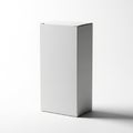Tall Plain White Rectangular Cardboard Box on a White Background with Subtle Shadows packaging Royalty Free Stock Photo