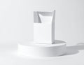 Tall White Box Open on a Round Pedestal with Dramatic Shadows rectangular Royalty Free Stock Photo