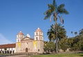 Tall palm tree and Old Mission, Santa Barbara, CA, USA Royalty Free Stock Photo