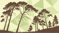 Tall Pine Trees Forest Vector Scene, vector design Generative AI Royalty Free Stock Photo