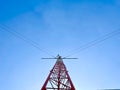 Tall radio communication antennas.