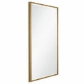 Tall Rectangular Mirror with Ornate Gold Beaded Frame Against White Background full-length Royalty Free Stock Photo