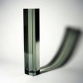A Tall, Rectangular Prism of Dark Green Glass with a Curved Shadow on a White Background Royalty Free Stock Photo