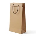 Tall Brown Cardboard Shopping Bag with Rope Handle on White Background paper bag gift bag Royalty Free Stock Photo