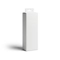 Tall Rectangular White Cardboard Box with Hanging Tab on White Background packaging Royalty Free Stock Photo