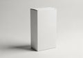 A tall, rectangular, white cardboard box standing upright against a plain background Royalty Free Stock Photo