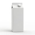A tall, rectangular, white juice carton with a silver cap stands upright on a flat surface Royalty Free Stock Photo