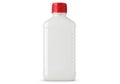 A tall rectangular white plastic bottle with a red cap isolated on white background Royalty Free Stock Photo