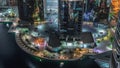 Tall residential buildings at JLT aerial night timelapse, part of the Dubai multi commodities centre mixed-use district. Royalty Free Stock Photo