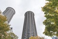 Tall, round buildings in Seattle