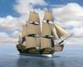 Tall Sailing Sea Ship Illustration Royalty Free Stock Photo