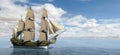 Tall Sailing Ship Banner Panorama Royalty Free Stock Photo