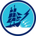 Tall Sailing Ship Lightning Bolt Circle