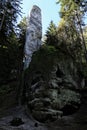 Tall sand rock in the woods