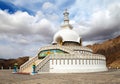 Tall Shanti Stupa near Leh - Ladakh - India Royalty Free Stock Photo