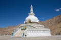 Tall Shanti Stupa near Leh, Ladakh, India Royalty Free Stock Photo