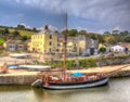 Tall ship Charlestown harbour near St Austell Cornwall England UK in HDR like painting Royalty Free Stock Photo