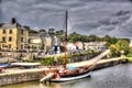 Tall ship moored at quayside Charlestown harbour near St Austell Cornwall England UK in HDR like painting