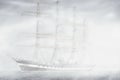 Tall ship regatta in a mist at sea. Royalty Free Stock Photo
