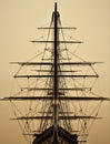 Tall ship rigging at sunrise Royalty Free Stock Photo