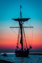 Tall ship sailing in South Haven Michigan during blue hour and sunset Royalty Free Stock Photo