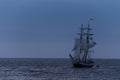 Tall ship silhouette at the blue hour