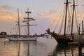 Tall ship sunset Royalty Free Stock Photo