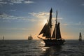 Tall ship sunset Royalty Free Stock Photo