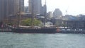 Tall ships birthed at wharf on Sydney Harbour, Sydney, NSW, Australia