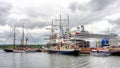 Tall Ships and Cruise ship docked in Sydney, NS