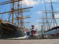 Tall Ships Docked at South Street Seaport in New York City Royalty Free Stock Photo