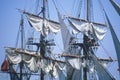 Tall ships docked at South Street Seaport during the 100 year celebration for the Statue of Liberty, July 3, 1986