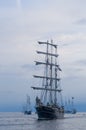 Tall ships at dusk