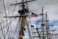 Tall ships, high masts and flags Royalty Free Stock Photo