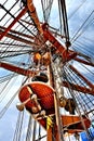 Tall Ships Mast and Rigging Reaching For Sky Royalty Free Stock Photo