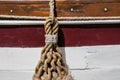 Rope fender on a wooden tall ship Royalty Free Stock Photo