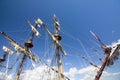 THE TALL SHIPS RACES KOTKA 2017. Kotka, Finland 16.07.2017. Masts of ship Shtandart in the sunlight in the port of Kotka, Finland. Royalty Free Stock Photo