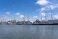 The tall ships Tenacious, Shabab Oman II, Mircea and ARM CuauhtÃÂ©moc during Sail on Scheveningen Royalty Free Stock Photo