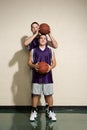 Tall and short basketball players Royalty Free Stock Photo