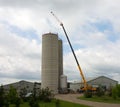 A tall silo being constructed at a farm in southern ontario