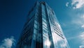 Tall skyscraper, blue glass, modern design, futuristic generated by AI