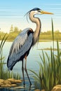 Coastal Serenity: A Majestic Long-legged Bird in the Puyallup We Royalty Free Stock Photo