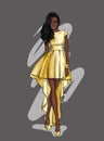 A tall, slender girl in a beautiful evening dress. Fashion & Style. Vector illustration.