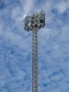 Tall spotlights tower with 12 bulbs.