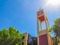 Tall Square Clock tower at the Rocks, shopping mall,Sydney, Australia. Royalty Free Stock Photo